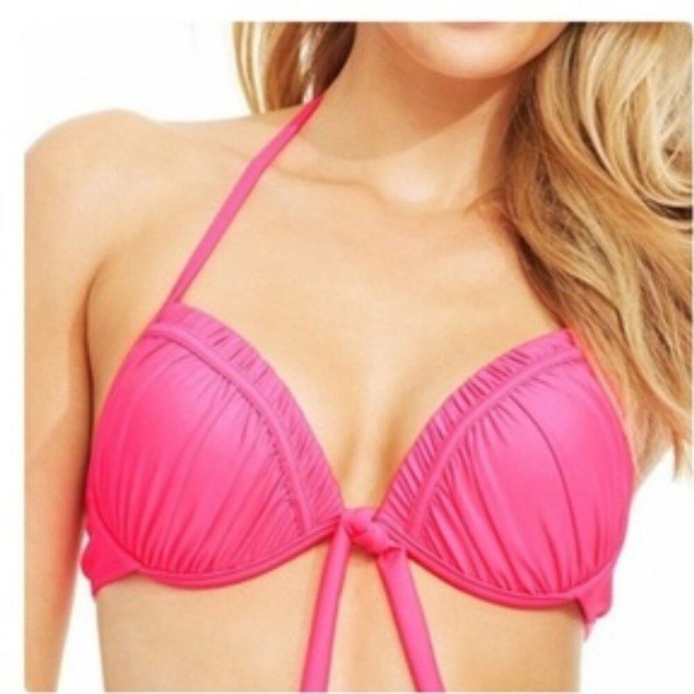 California Waves Ruched Push Up Bikini Top Pink Sm